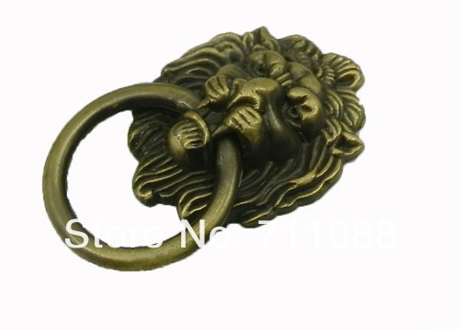 Bronze handle antique drawer handle European pastoral classical handle lion head door handle