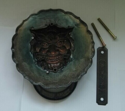 LT 18CM diameters Antique Chinese  lion head door handle knocker handle unicorn beast