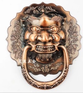 LT 18CM diameters Antique Chinese  lion head door handle knocker handle unicorn beast
