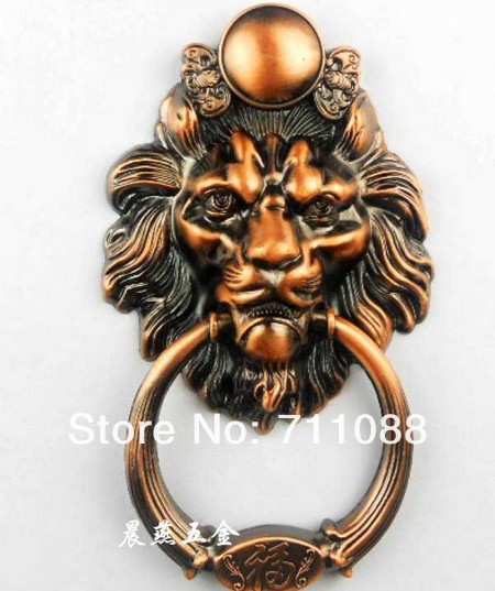 LT Antique Chinese lion head door knob handle knocker pitch 6cm unicorn beast