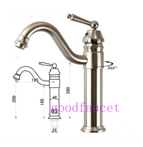 Wholesale And Retail Brushed Nickel Bathroom Basin Faucet Brass Vanity Sink Mixer Tap Swivel Spout Single Handle
