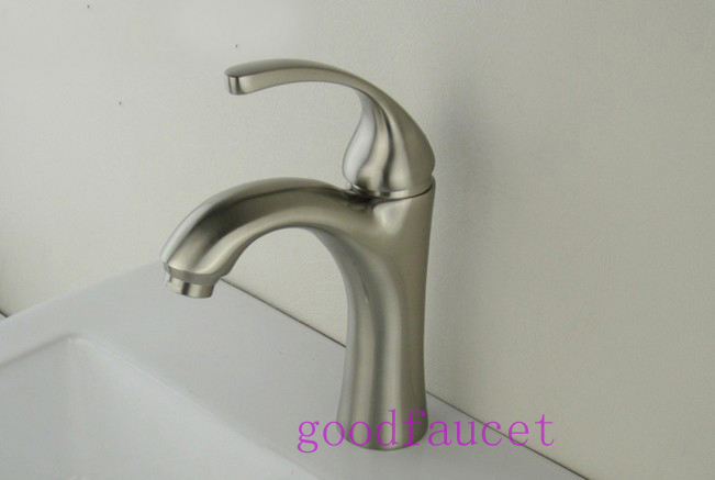 Wholesale And Retail Brushed Nickel Brass Bathroom Basin Faucet Single Handle Teapot Faucet Mixer Tap Deck Mounted