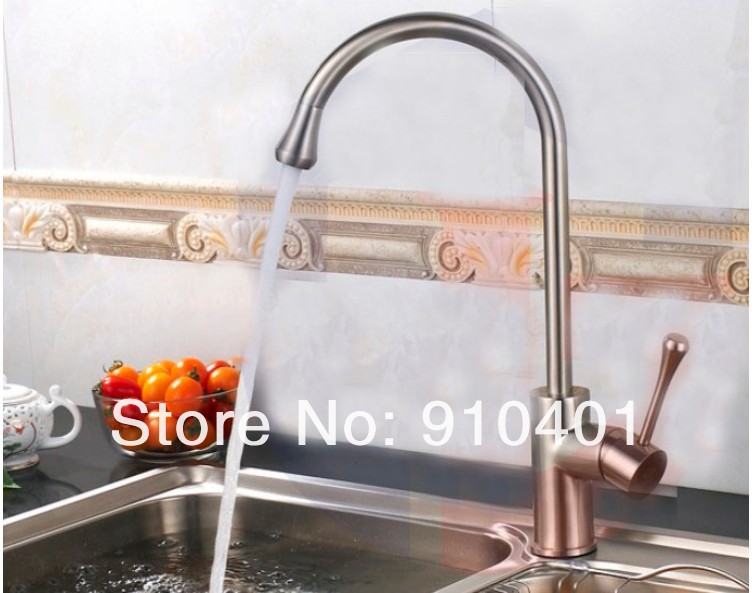 Wholesale And Retail Promotion Brushed Nickel Brass Kitchen Sink Faucet Swivel Spout Single Handle Mixer Tap