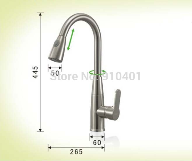 Wholesale And Retail Promotion Brushed Nickel Pull Out Kitchen Faucet Single Hanlde Deck Mounted Sink Mixer Tap