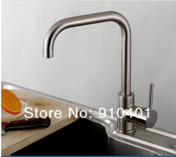 Wholesale And Retail Promotion Brushed Nickel Solid Brass Swivel Spout Kitchen Bar Sink Faucet Single Handle