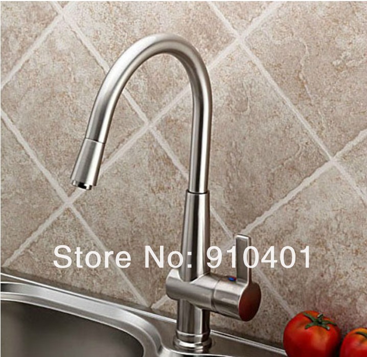 Wholesale And Retail Promotion Luxury Solid Brass Brushed Nickel Kitchen Bar Sink Faucet Swivel Spout Mixer Tap