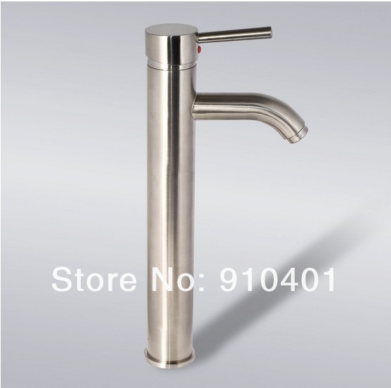 Wholesale And Retail Promotion NEW Brushed Nickel Bathroom Basin Faucet Single Handle Sink Mixer Tap Tall Style