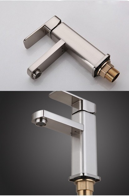 Wholesale And Retain Promotion  Contemporary Brushed Nickel Bathroom Basin Faucet Single Handle Sink Mixer Tap