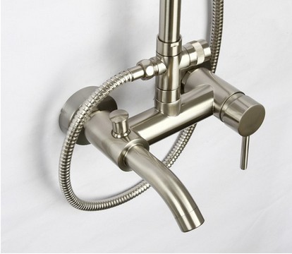 Wholesale And Retail Promotion  Luxury Brushed Nickel Bathroom 8" Rain Shower Head & Bathtub Faucet Shower Set