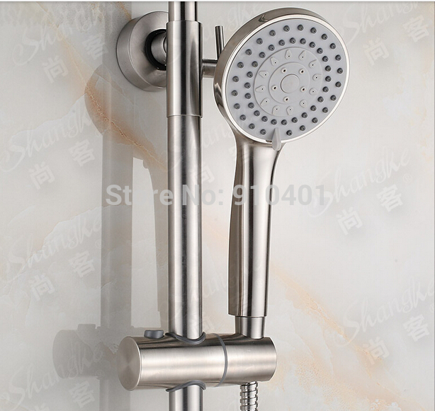 Wholesale And Retail Promotion Modern Brushed Nickel Rain Shower Faucet Swivel Tub Mixer Tap W/ Hand Shower Tap