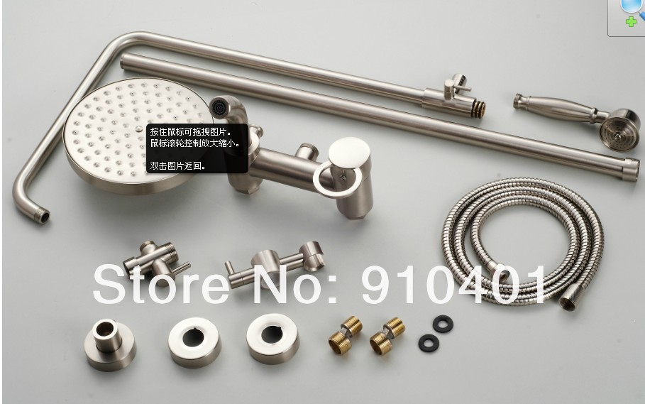 Wholesale And Retail Promotion NEW Modern Brushed Nickel Exposed Rain Shower Faucet Single Handle Tub Mixer Tap
