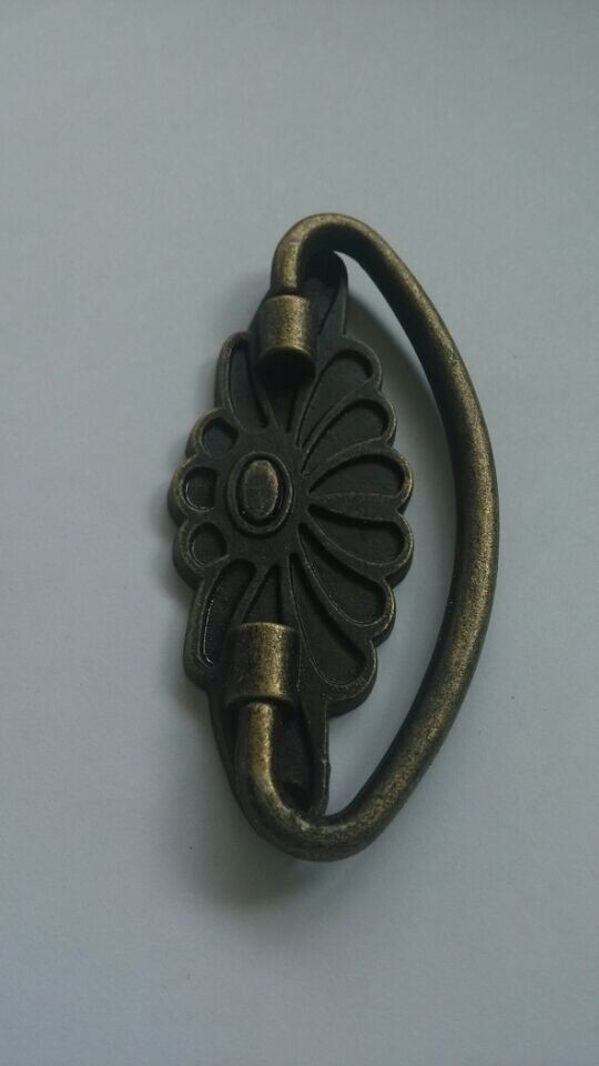 Antique alloy handle drawer handle small retro flower handle wooden box handle