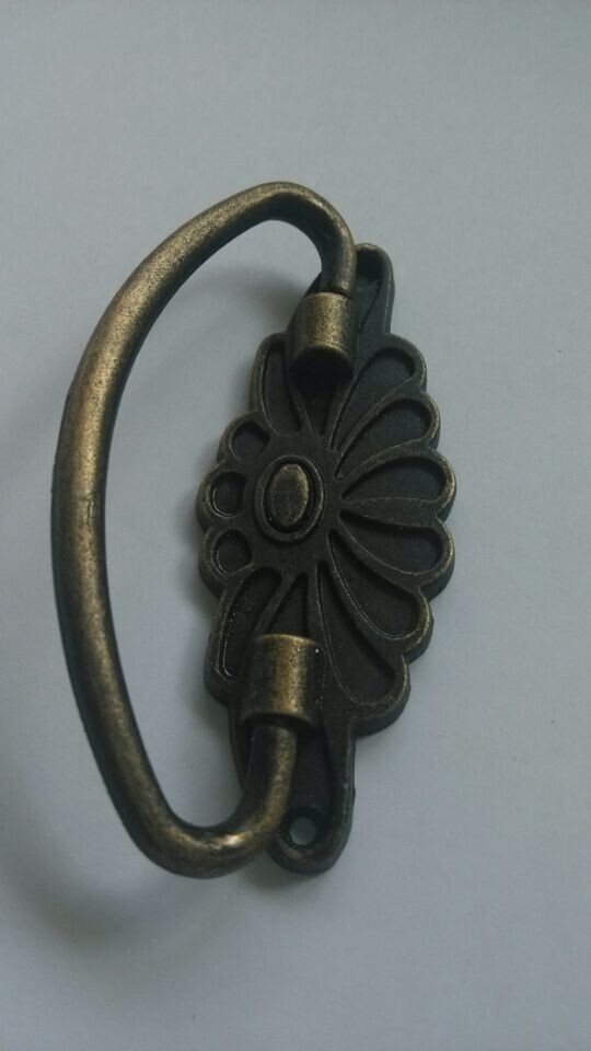 Antique alloy handle drawer handle small retro flower handle wooden box handle