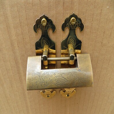 Auspicious fish off the handle Spacing 43mm copper handle lock plus ancient vintage furniture door handle lock