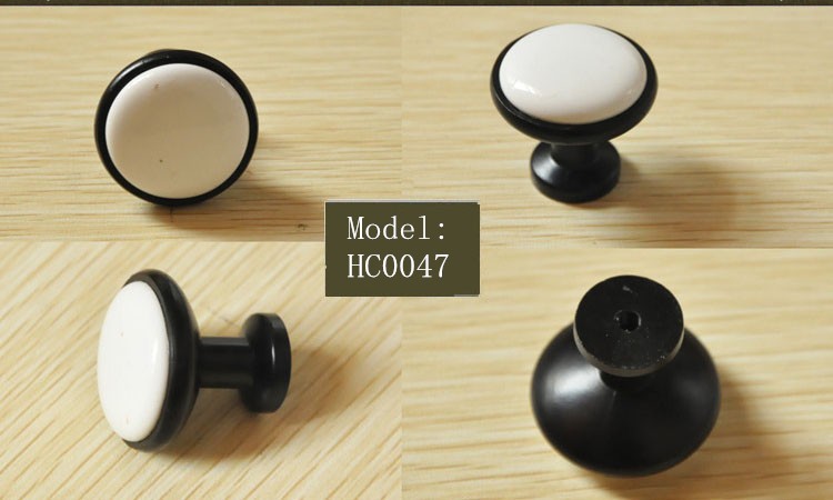 31mm Cabinet Knobs Cabinet Cupboard Closet Dresser Drawer Handles Pulls Ceramic Black and White Knobs HC0047