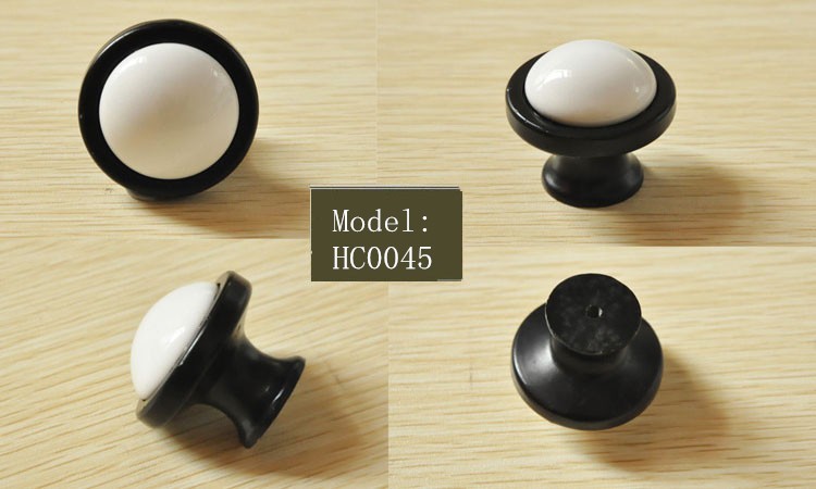 38mm Cabinet Knobs Cabinet Cupboard Closet Dresser Drawer Handles Pulls Ceramic Black and White Knobs HC0045