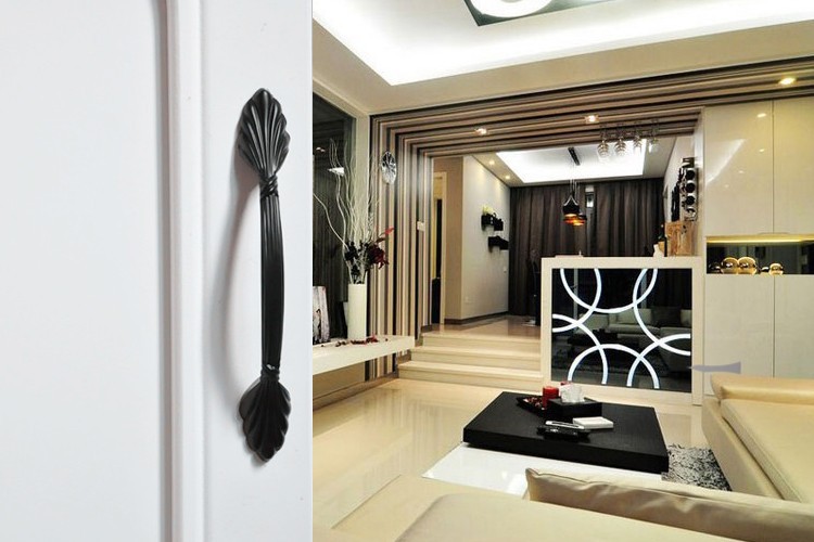 96mm Exquisite Black Wrap Style Cabinet Handles Zinc Alloy Kitchen Bedroom Closet Dresser Handles Furniture Pulls Bar Durable