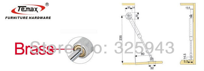 2PCS Hydraulic Gas Support Kitchen Cabinets Door Opener Spring Brass Cover Down Cupboard Damper