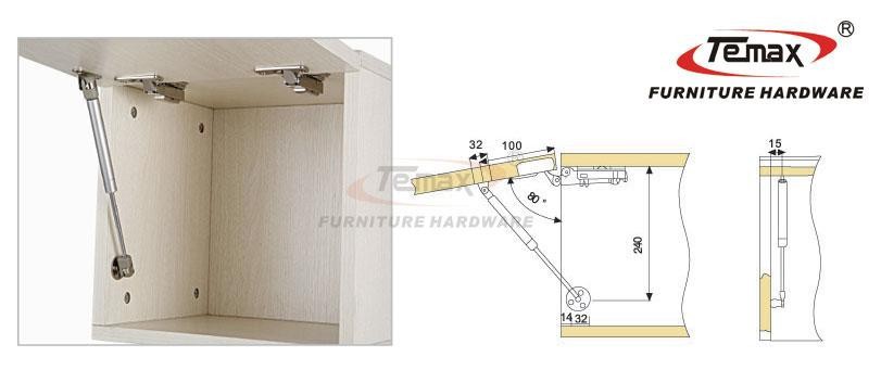 2x 80N Hydraulic Gas Strut Lift Support Kitchen Cabinet spring brass cover Cupboard Furniture Hardware
