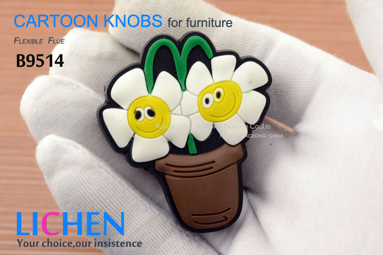 Chinese Factory LICHEN (6 pieces/lot) Furniture Drawer Cabinet Cartoon drawer knobs Flower Knob