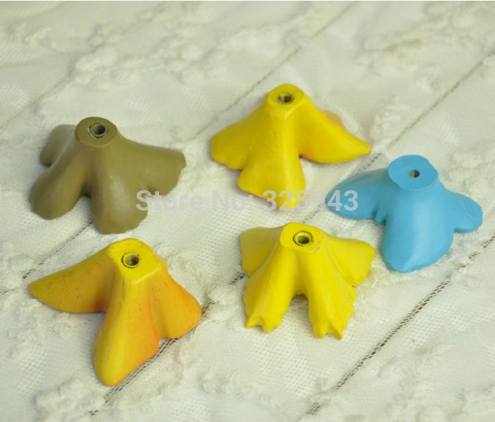 Free Shipping Butterfly Resin Hand Painting Colorful Cartoon Handles & Knobs Children Furniture Cabinet Drawer Wardrobe Pulls