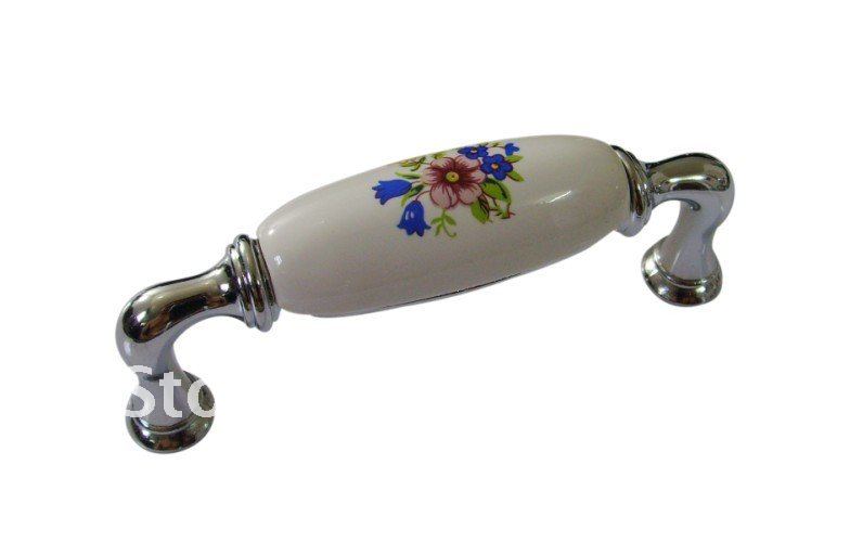 Silver zinc alloy ceramic door handle/ knobs  Furniture Hardware accesories 10pc per lot Wholesale & retail Shipping discount