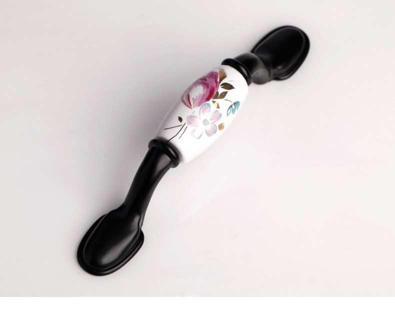 -96mm tulip  black handle and knobs / drawer pull /furniture hardware handle / door pull C:96mm