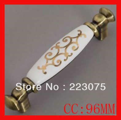 -CC:96mm zinc alloyCabinet DRAWER Pull KNOB Dresser knob pull/ Kitchen Ceramic knob with screw 10pcs/lot
