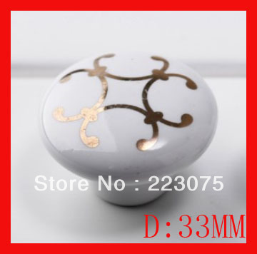 -D:33mm Ceramic knob Cabinet DRAWER Pull KNOB Dresser knob pull/ Kitchen with screw 10pcs/lot