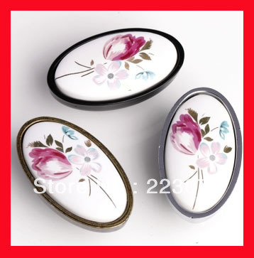 -silver oval Tulib Ceramic knob Cabinetknob with screw DRAWER Pull Dresser pull/ Kitchen cabinet 10pcs/lot