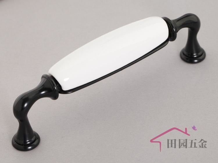 128mm Country style Black & White Ceramic drawer handle/ pull handle / cabinet handle / high quality C:128mm L:145mm