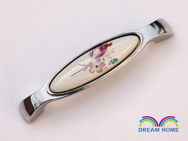 128mm country style tulip flower Ceramic drawer handle ,cupboard handle / pull handle C:128mm L:145mm