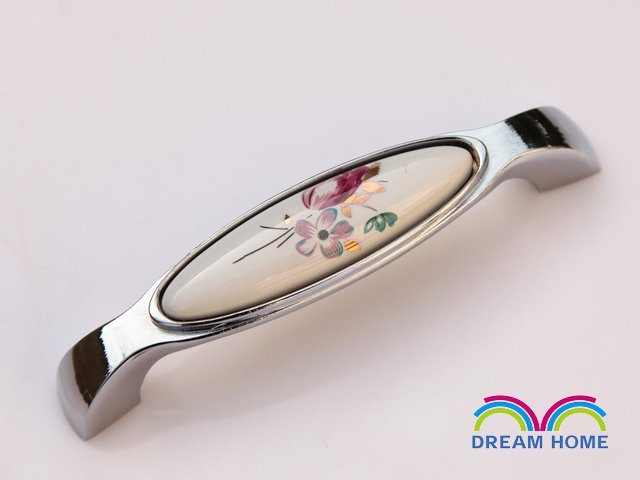 128mm country style tulip flower Ceramic drawer handle ,cupboard handle / pull handle C:128mm L:145mm