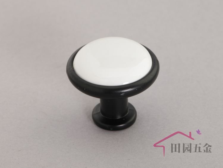 30/pcs Black & White small round  Ceramic pull, Drawer knob, Handle Dia 33mm