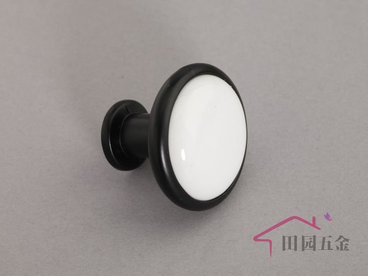 30/pcs Black & White small round  Ceramic pull, Drawer knob, Handle Dia 33mm