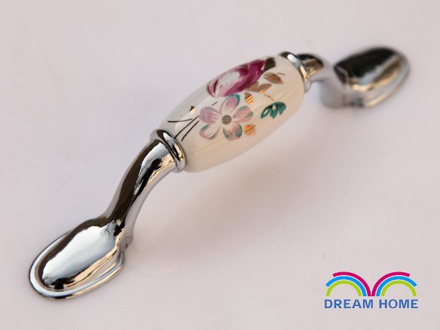 76mm tulip Ceramic handle, Door pull, Drawer handle country style  C:76mm L:125mm
