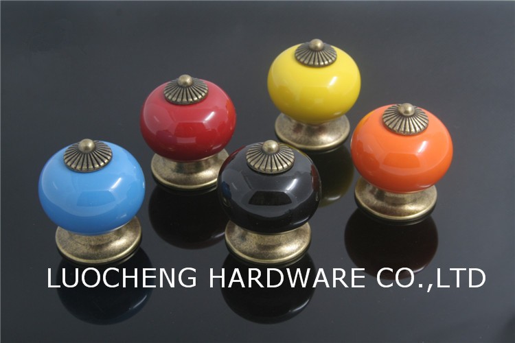 10PCS/LOT 30MM Colored Ball Ceramic Knobs for Kids/ Children Cabinets Cupboard Knobs and Pulls Door Hardware