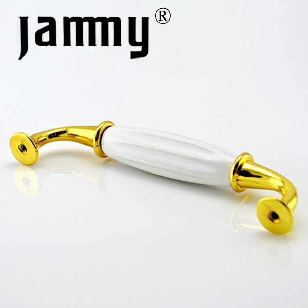 2014 128MM Ceramic  Gold handle furniture decorative kitchen cabinet handle high quality armbry door pull