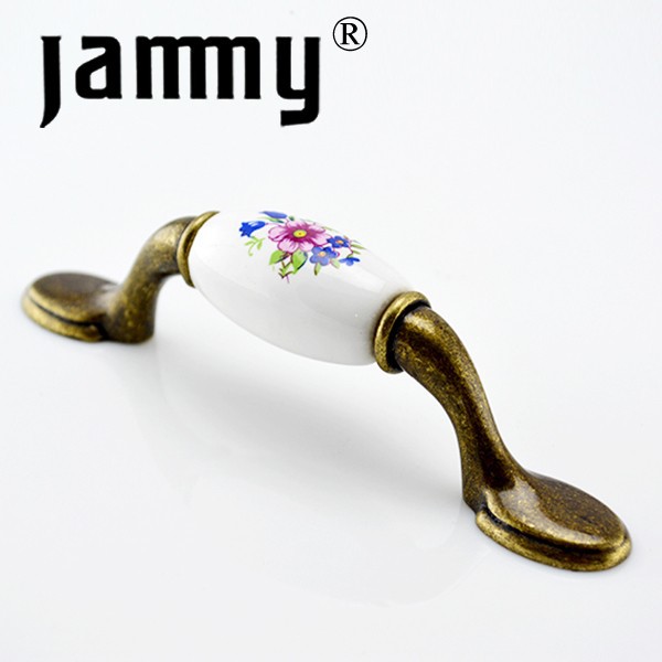 2014 Ceramic  Gold handle furniture decorative kitchen cabinet handle high quality armbry door pull