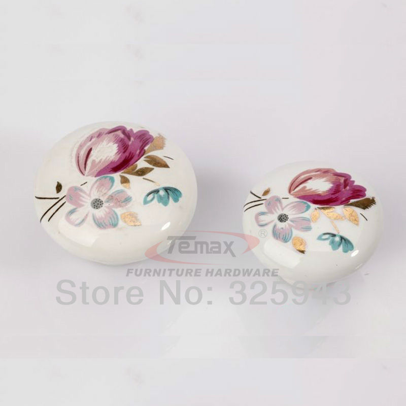 2pcs 38mm Country Style Garden Ceramic Cabinet Porcelain Knobs Kitchen Drawer Pulls Furniture Handle