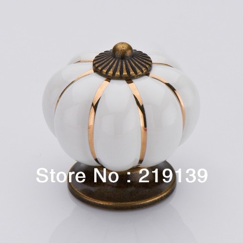 2x40mm Colorful Pumpkin Porcelain Cabinet Ceramic Knob Drawer Pull