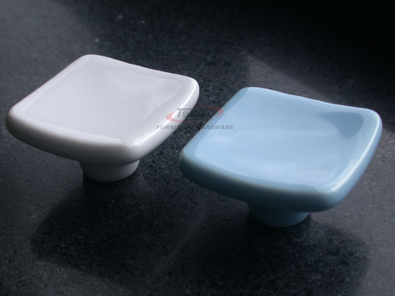 Ceramic Lovely Cute Cabinet Dresser Drawer Handle Knob Bar Blue White Shell Wave A1108