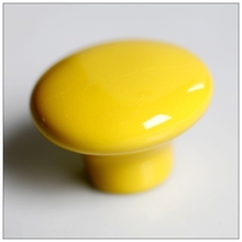 European Rural style Yellow Round ceramic furniture handle High grade shoes cabinet knob Modern Simple pulls