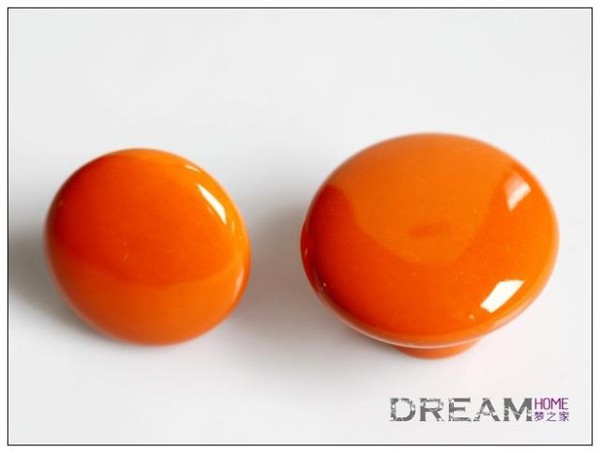 Fashion Modern Orange Round ceramic  furniture handle High grade shoes cabinet knob Simple pulls