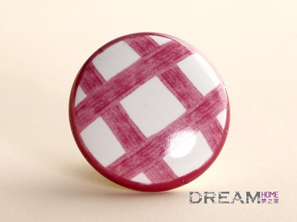 Modern Romatic Pink plaid Round ceramic furniture handle High grade shoes cabinet/drawer knob Simple Fashion pulls for baby room