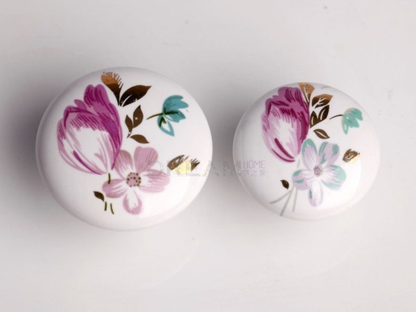 Modern tulip Small Round ceramic  furniture handle High grade shoes cabinet knob Simple Fashion pulls