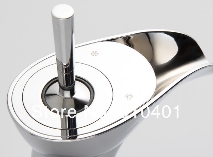 !Polish  waterfall bathroom sink faucet solid brass single handle mixer tap swivel handle chrome finish