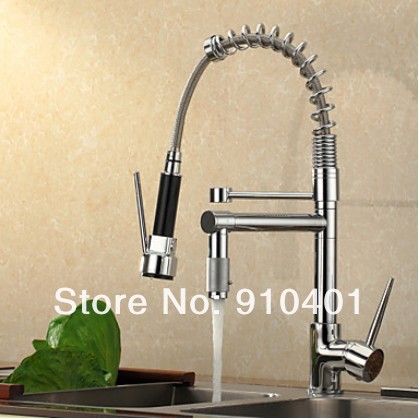Brand NEW!Contemporary solid brass kitchen faucet pull out spring sink mixer tap(Thicken Chrome)