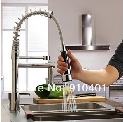 Brand NEW!Contemporary solid brass kitchen faucet pull out spring sink mixer tap(Thicken Chrome)