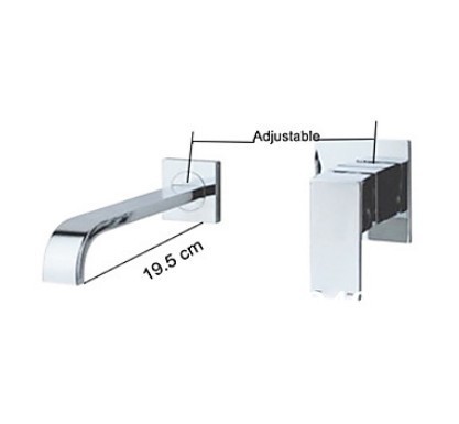 Brand NEW Euro square Wall mounted brass 2 pcs bathroom basin faucet mixer tap hot selling faucet chrome